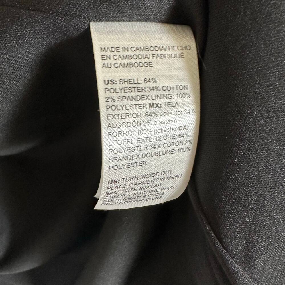 Chico's Black White Open Front Stretch Longline Blazer Jacket Sz 2 (L) Office - Picture 8 of 11